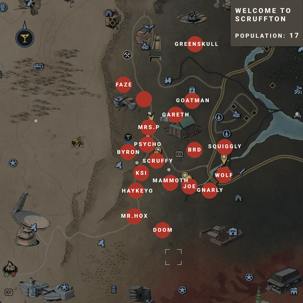 Fallout 76 - Scruffton Community Settlement Map